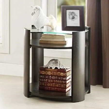 Contemporary End Table with Glass Top